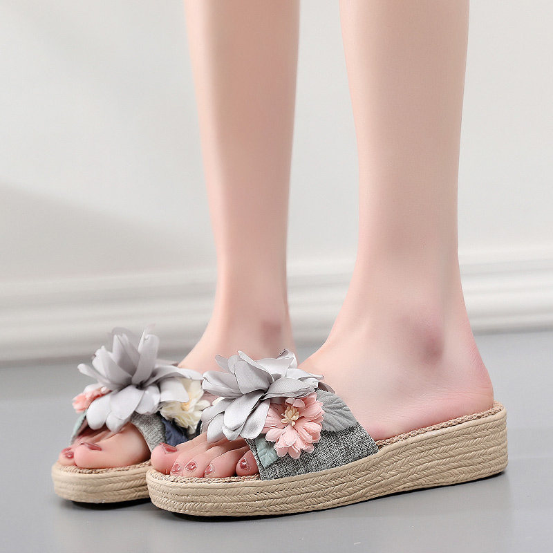 坡跟厚底凉拖鞋女韩版甜美室内防滑家用增高显瘦可爱仙女居家鞋夏