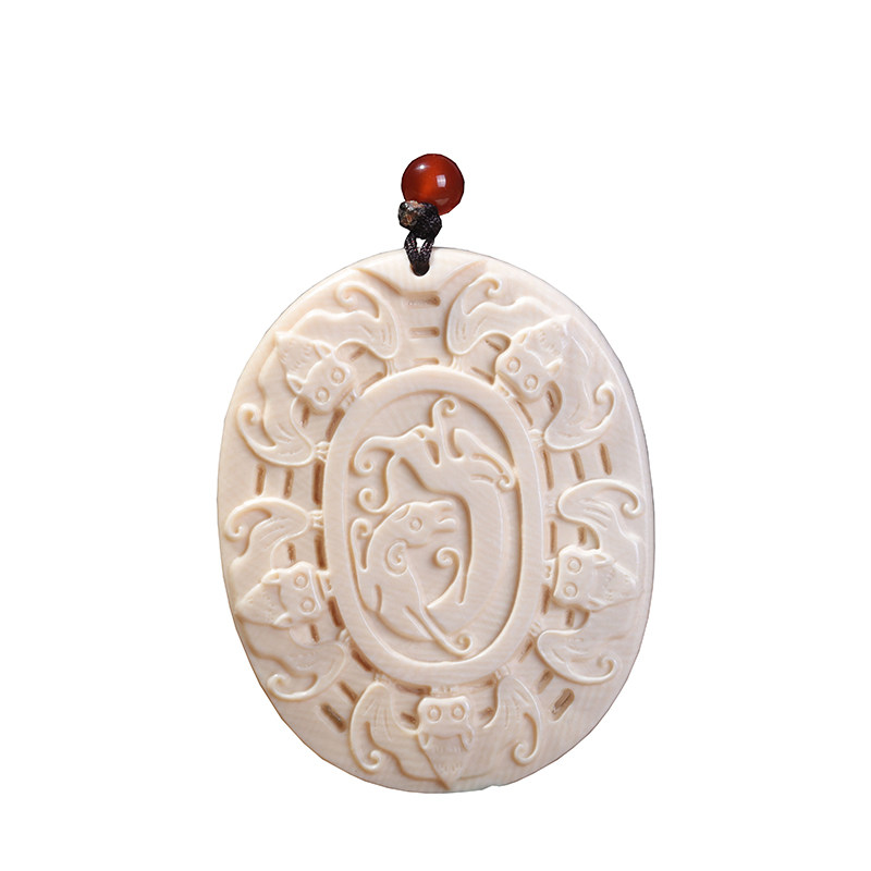 【五福牌】天然西伯利亚猛犸牙大师手雕五福挂牌挂件