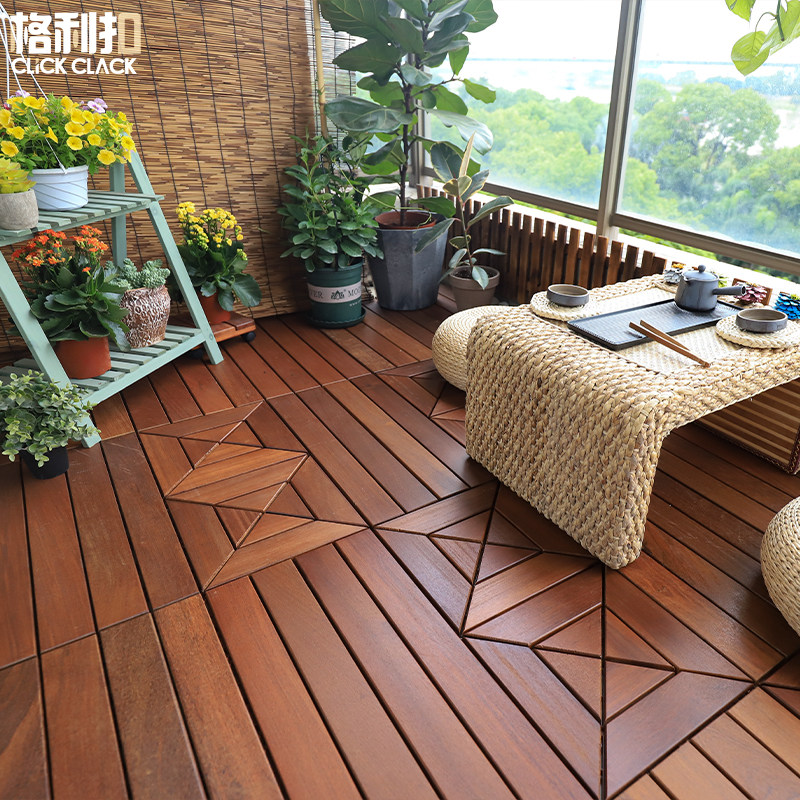 格利扣巴西硬木依贝拼花阳台木地板贴户外防腐木庭院装饰地面铺设