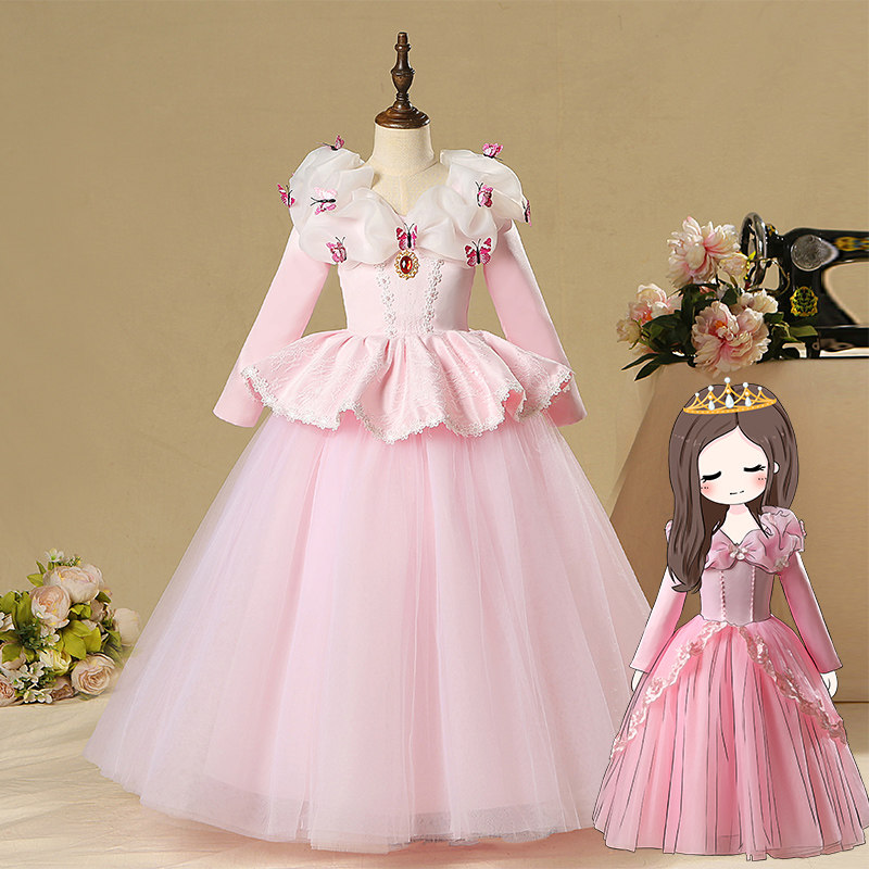 小美人鱼爱丽儿公主裙子生日爱莎礼服爱沙连衣裙演出服春秋装新款