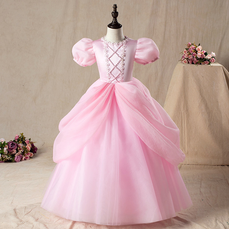 美人鱼爱丽儿公主裙女童爱莎生日礼服粉色连衣裙爱沙儿童演出服装