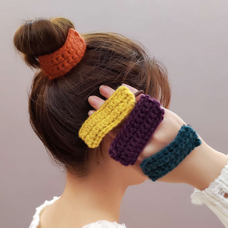 韩国ins少女风麻花毛线编织头绳可爱针织发圈简约百搭创意头绳女
