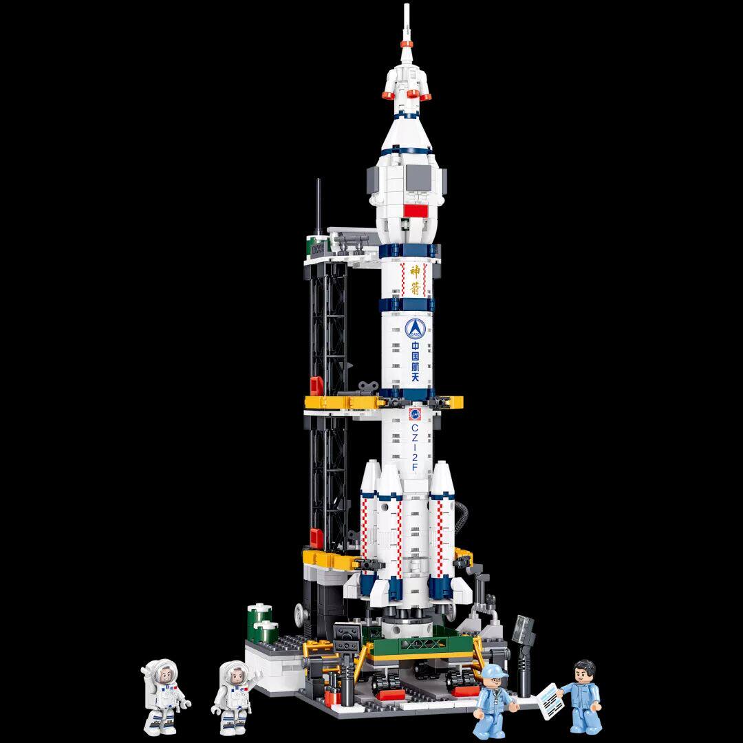 中国航天系列积木长征火箭太空站天宫一号嫦娥号拼装模型乐高玩具