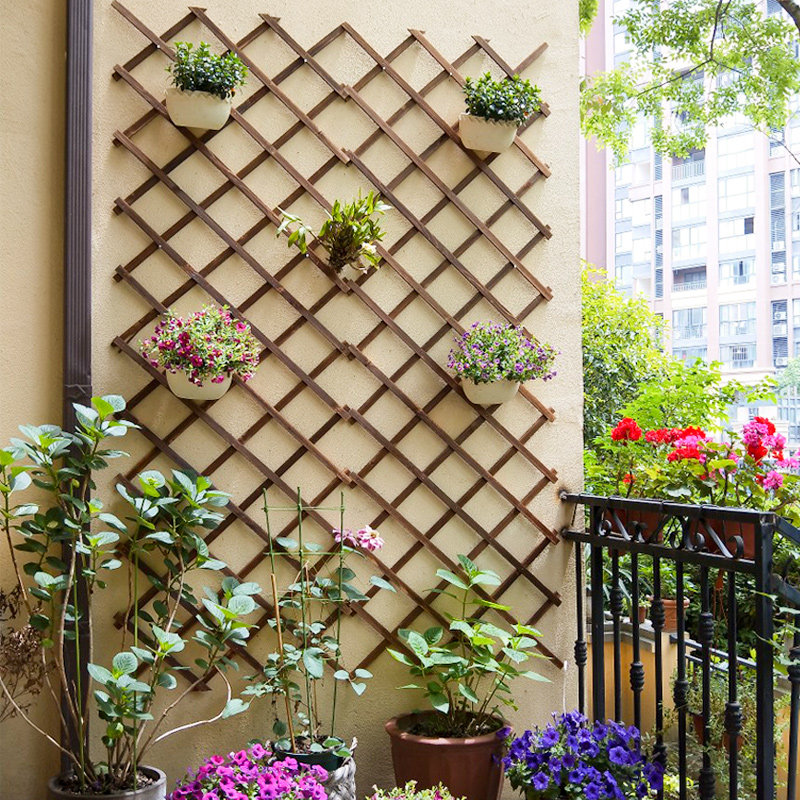 包邮防腐木栅栏阳台围栏装饰室外篱笆围墙护栏庭院网格爬藤架花架