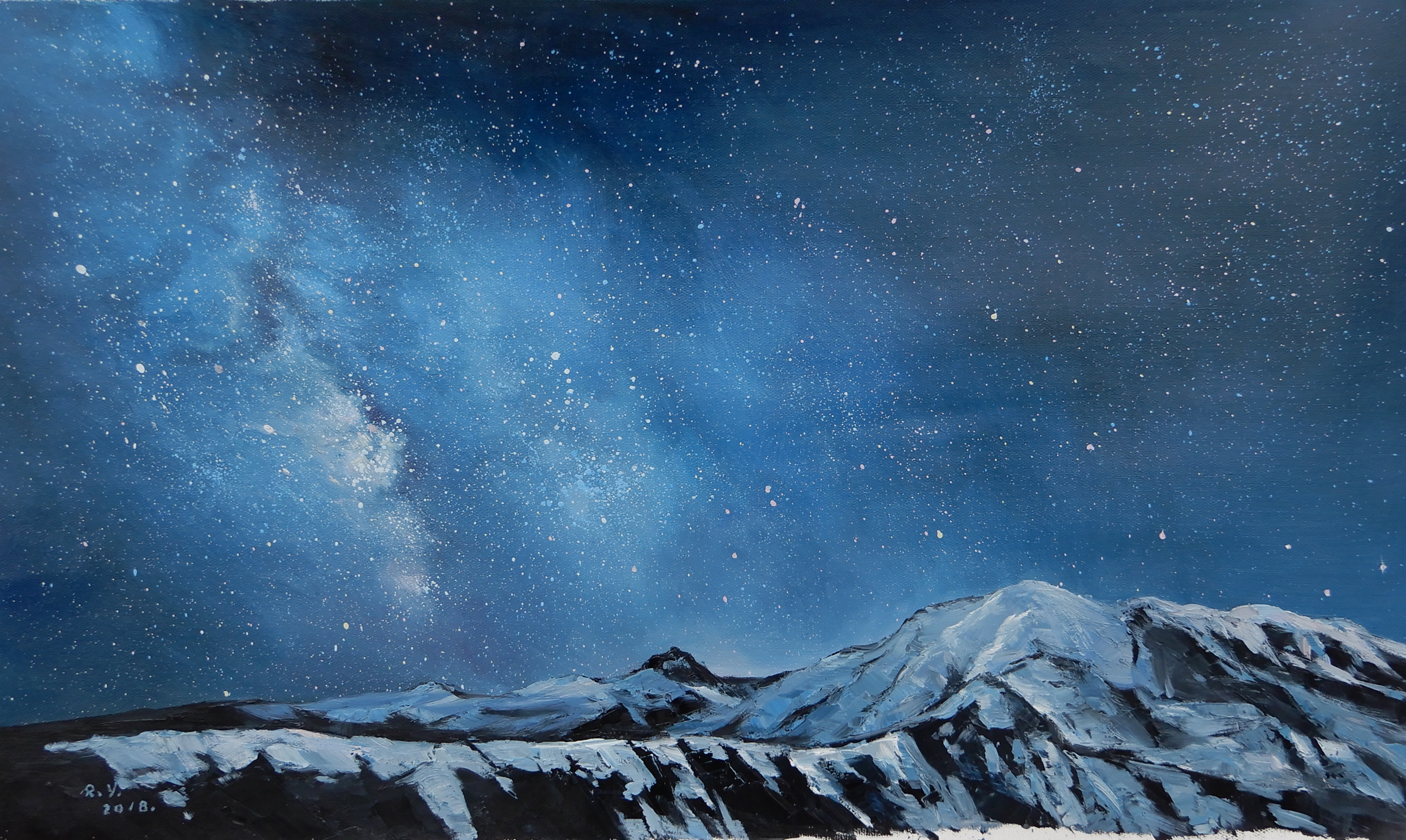 任艺《星空》系列三原创布面油画