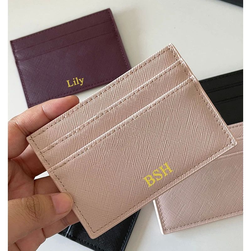 Custom Letters Men PU Leather Credit Card Holder Personalize