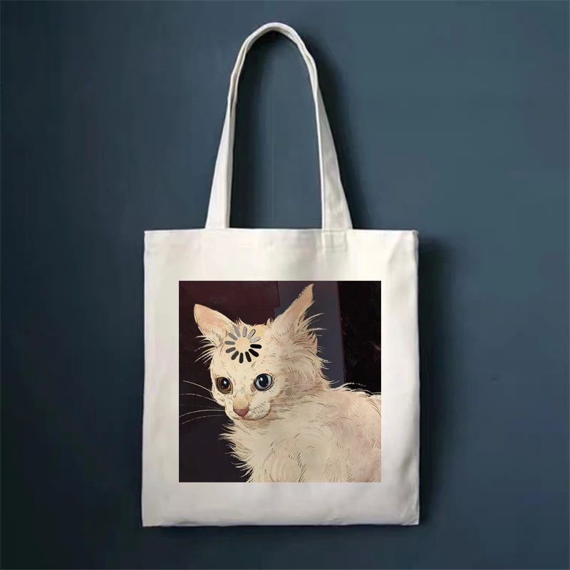 Cute Cat Shopping Bag Shopper Bags Tote  Bag Harajuku Reusab