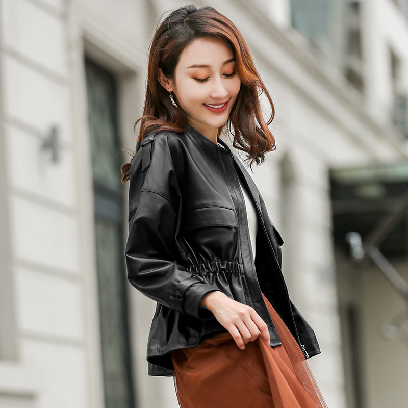 2021年新款春秋真皮皮衣女短款绵羊皮皮夹克休闲小外套收腰显瘦