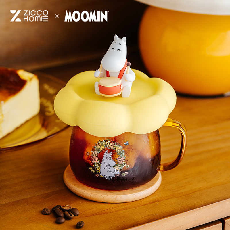 姆明MOOMIN耐热玻璃吸管杯卡通带盖直饮水杯zicco正版授权ins风