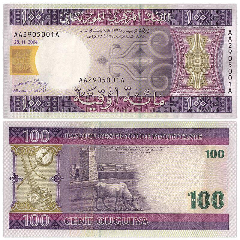 非洲-毛里塔尼亚100乌吉 纸币 外国钱币 2004年 全新unc p-10