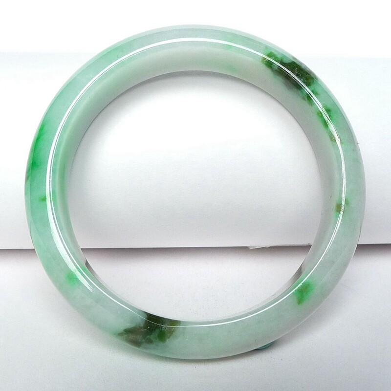 [源头好货-四会] 冰糯种天然翡翠a货飘绿手镯55.85g(内径55.4)