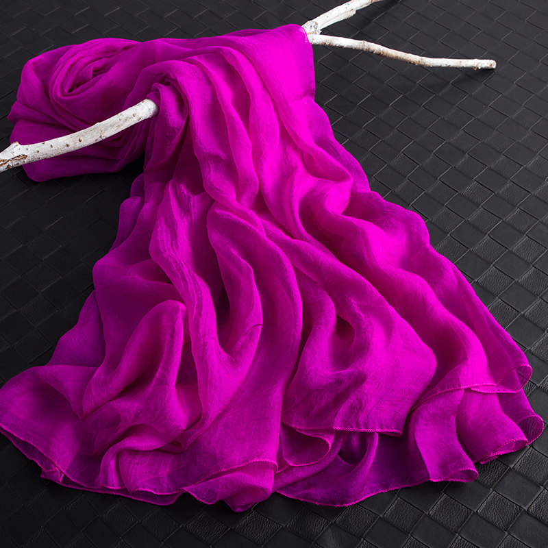 紫色丝巾女夏季防晒长款百搭妈妈时尚洋气纯色纱巾紫罗兰超大围巾