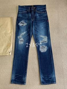 现货 WTAPS 15FW BLUES VERY SKINNY TRASH DENIM 水洗破坏牛仔裤