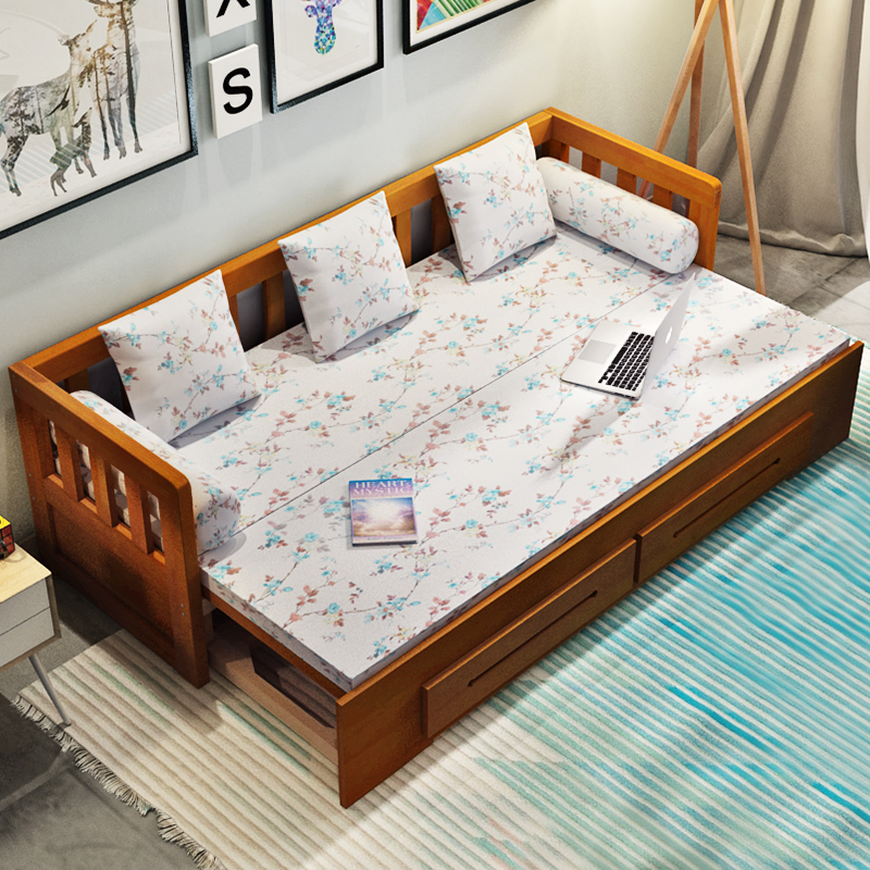 1.8米 实木沙发床可折叠客厅小户型双人三人位多功能两用简约现代