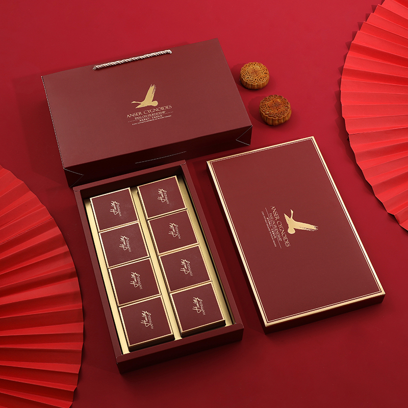 高档中秋广式流心月饼礼盒高端包装盒蛋黄酥空盒子4个6粒8装定制