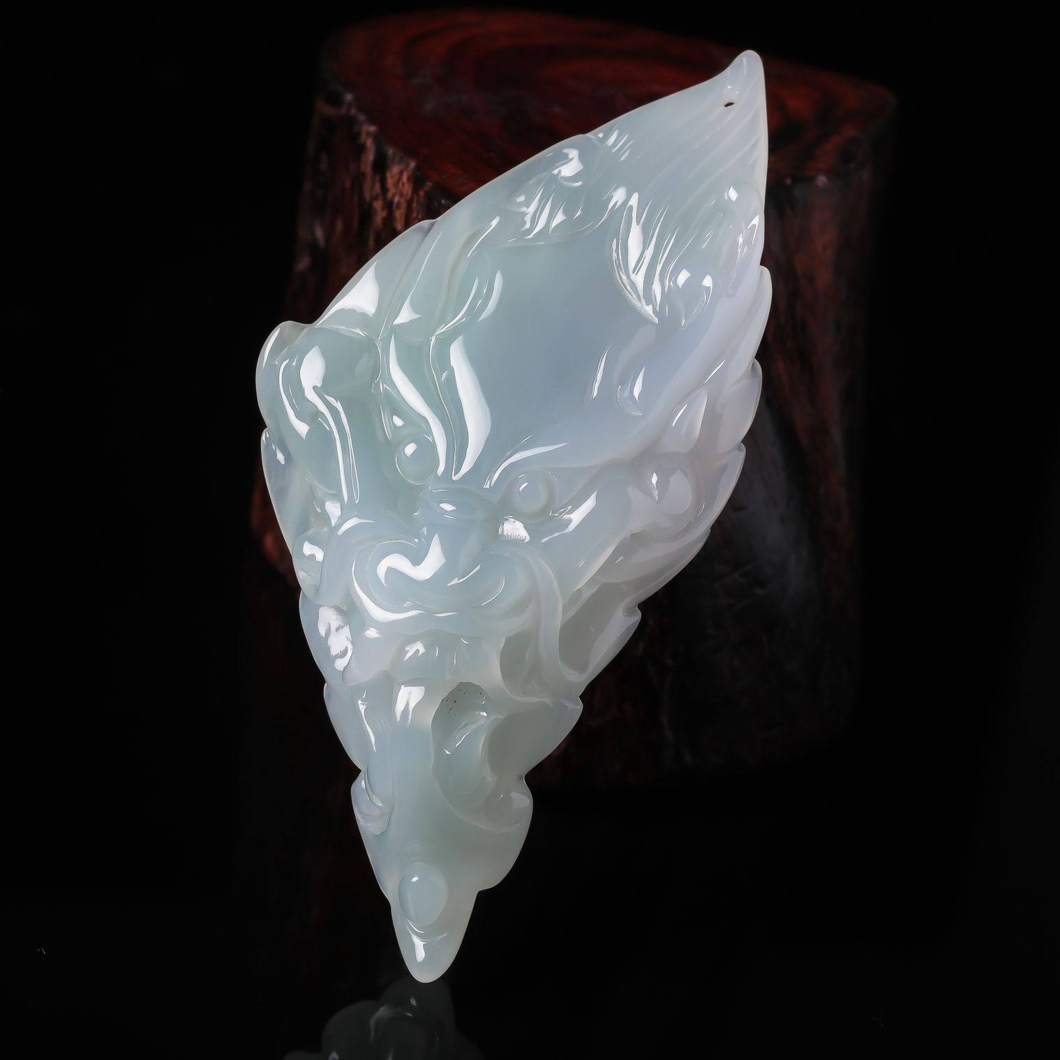 【源头好货-实物已检】皇廷翡翠a货拍卖冰润霸气龙头吊坠19.08g