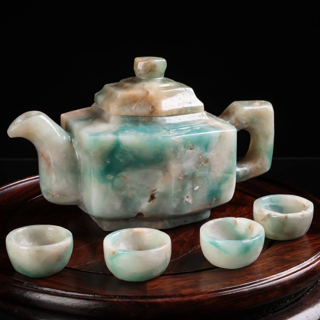 【源头好货-四会】皇廷-翡翠a货拍卖冰润茶壶摆件698.00g