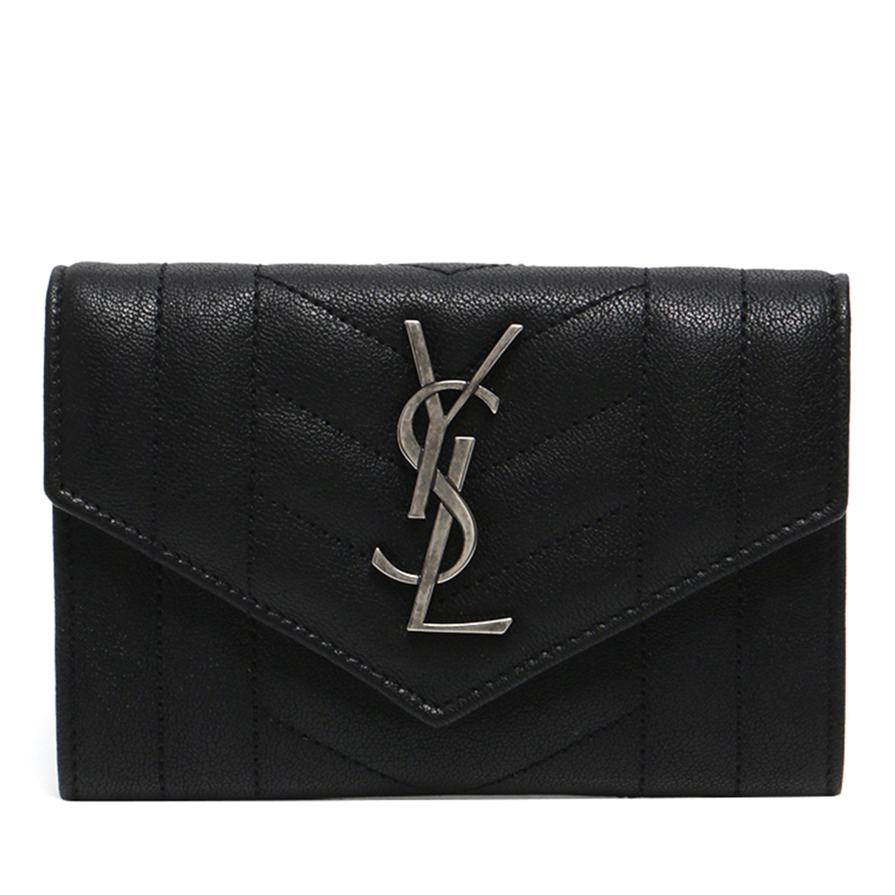 [9.5新]伊夫圣罗兰ysl女士mixed绗缝布小号钱包真皮黑色157622
