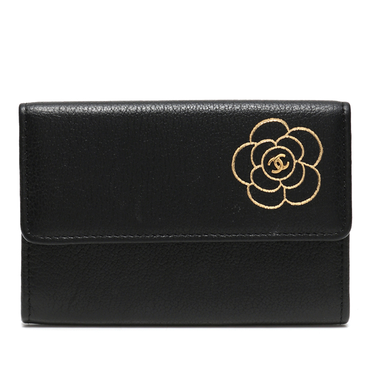 [9.5新]香奈儿chanel女士山茶花卡片夹名片夹真皮黑色99335 - 拍卖