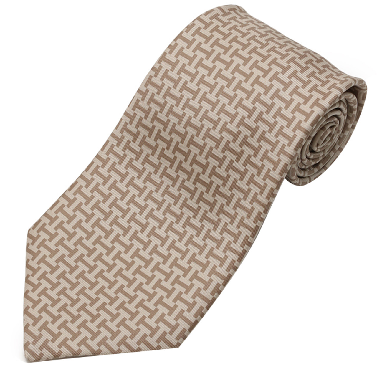 [9.9新]爱马仕hermes男士领带米色全花纹191711