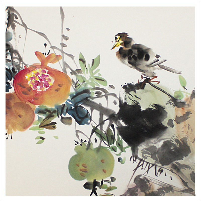 梁晓云《石榴花开》著名花鸟画家