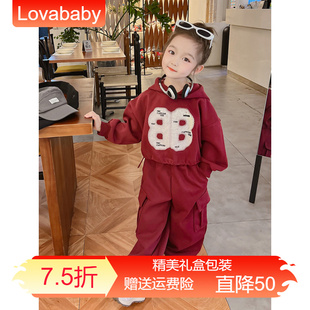 法国Lovababy女童套装春款2024新款洋气运动卫衣网红女宝宝套装