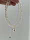 S925纯银天然巴洛克珍珠立体爱心项链轻奢小众设计高级叠戴锁骨链