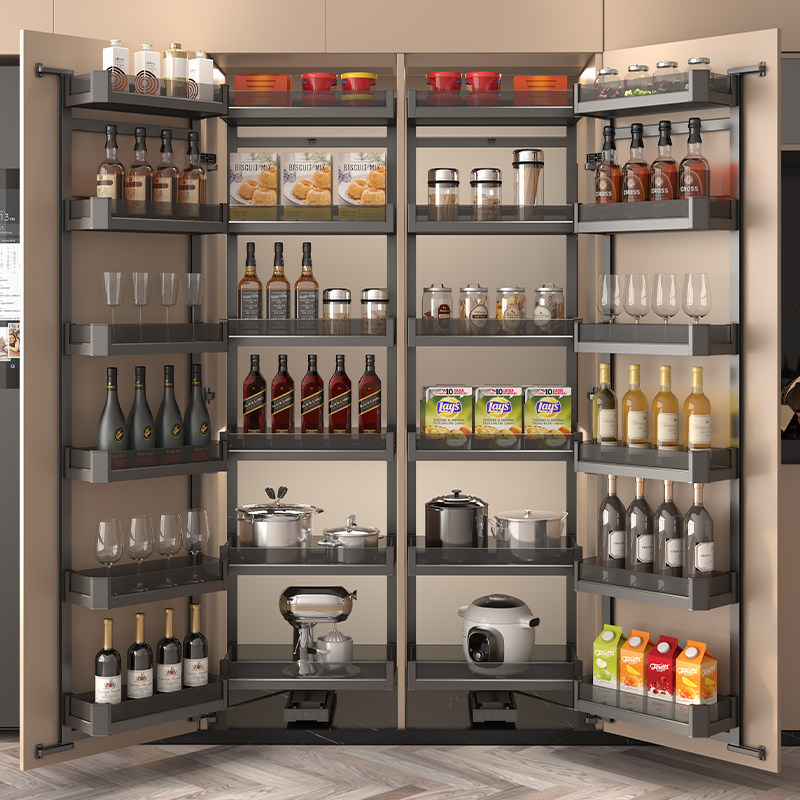 kitchentime厨房橱柜黑晶玻璃全铝大怪物零食高柜拉篮