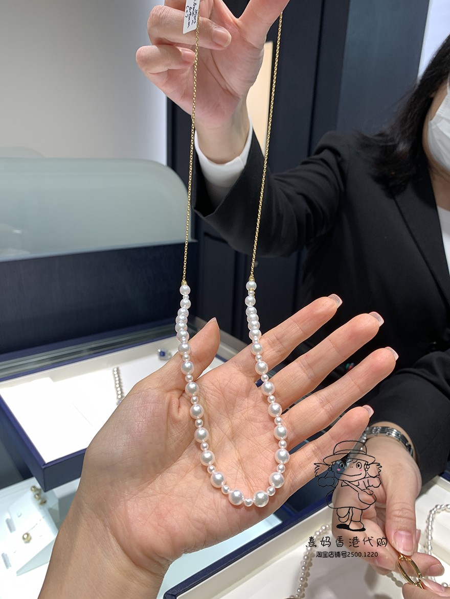 (今日10折)香港mikimoto御木本18k黄金项链拼珍珠项链 女生项链 毛衣