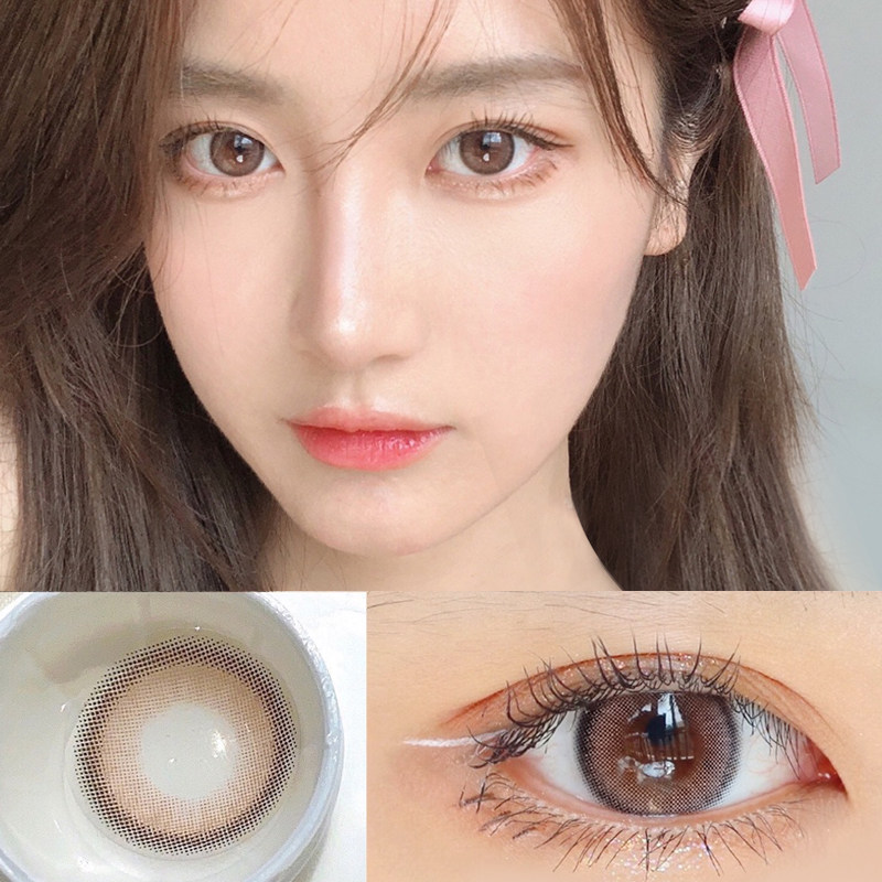 棕色美瞳年抛女小直径大14.2自然隐形近视眼镜半年抛正品大牌官网