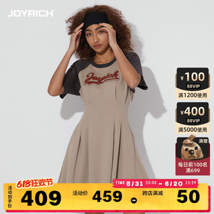 JOYRICH 美式经典复古运动风收腰A字刺绣logo连衣裙 24夏季新款女