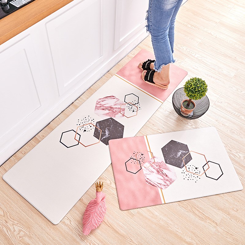 ins北欧厨房用地垫防滑防油家用可擦洗脚踏垫长条防油污地毯大块