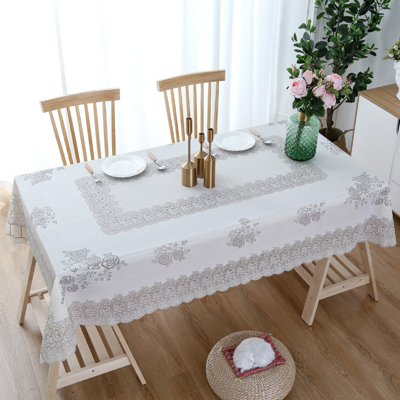 日本进口餐桌布防水防油免洗轻奢高级感长方形餐桌布 欧式PVC桌布