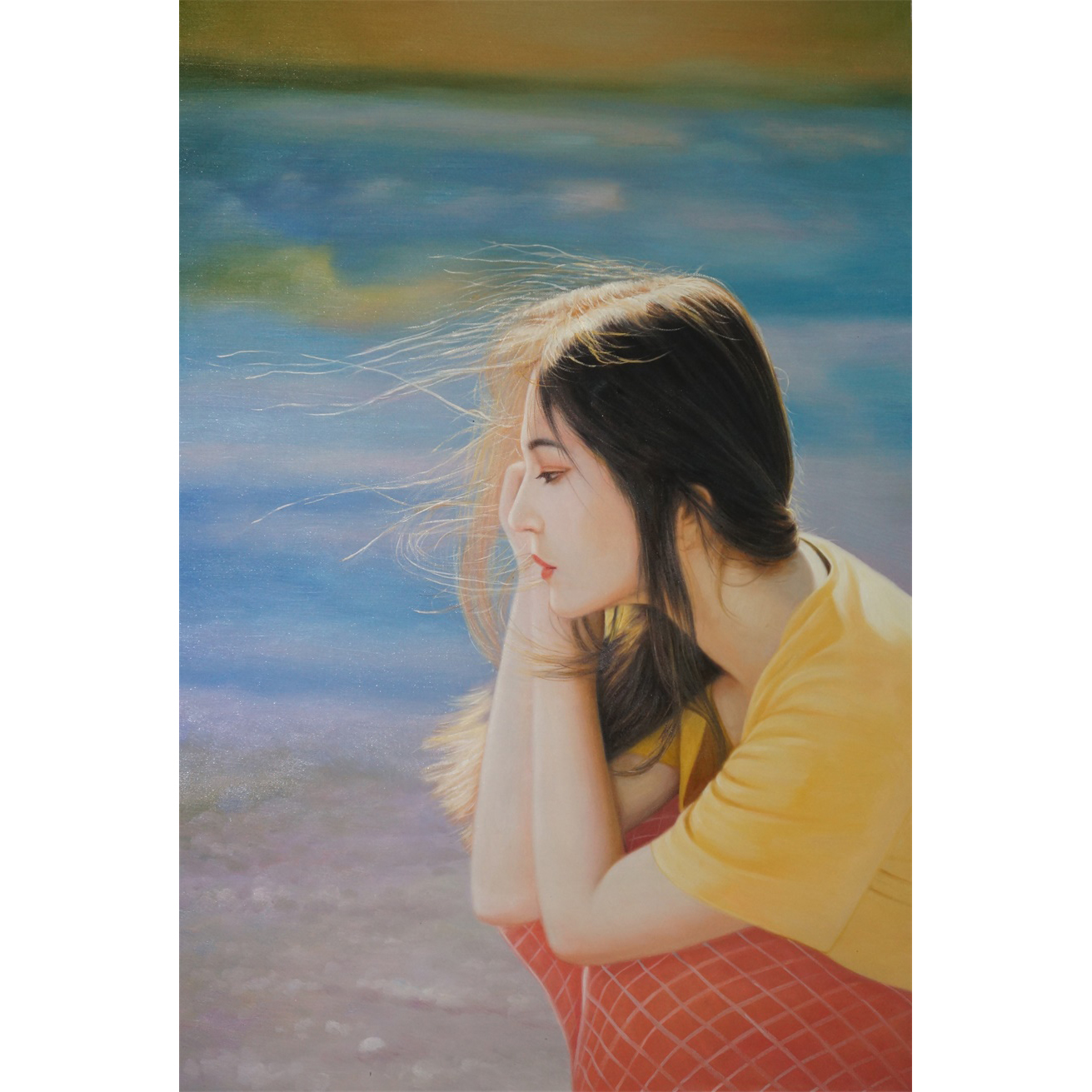 郑武贤《轻轻的吹》布面油画