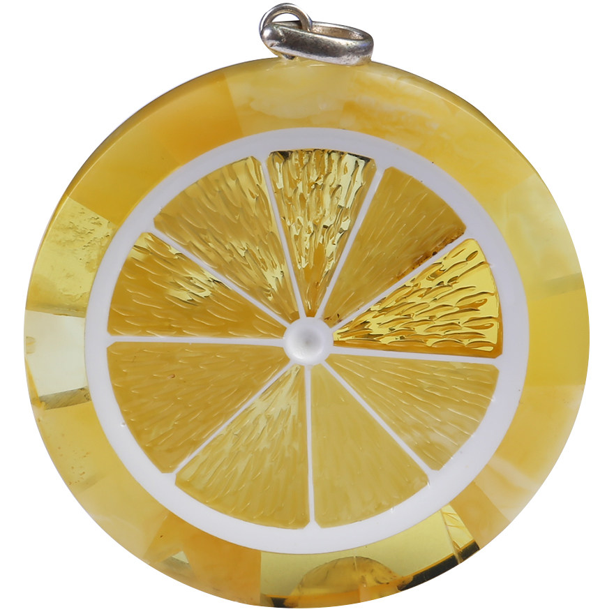 11.27g【强荧光】精品 收藏级 琥珀蜜蜡柠檬雕刻挂件