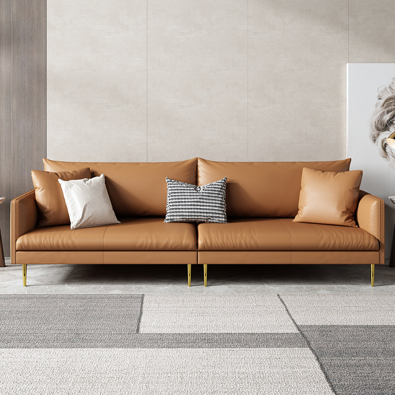 皮质沙发小户型三人简约现代小客厅轻奢乳胶皮沙发直排2021年新款
