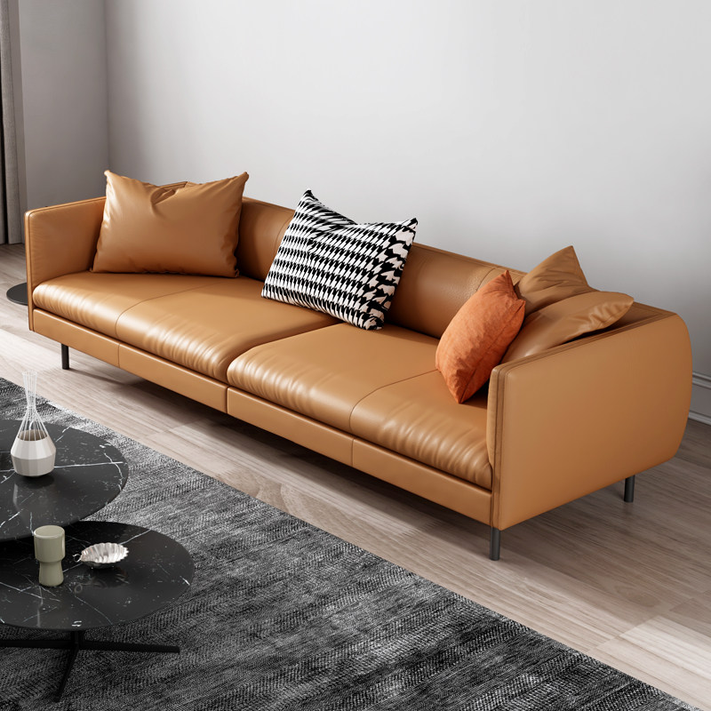 皮沙发小户型三人简约现代客厅家具北欧直排皮质沙发意式极简整装