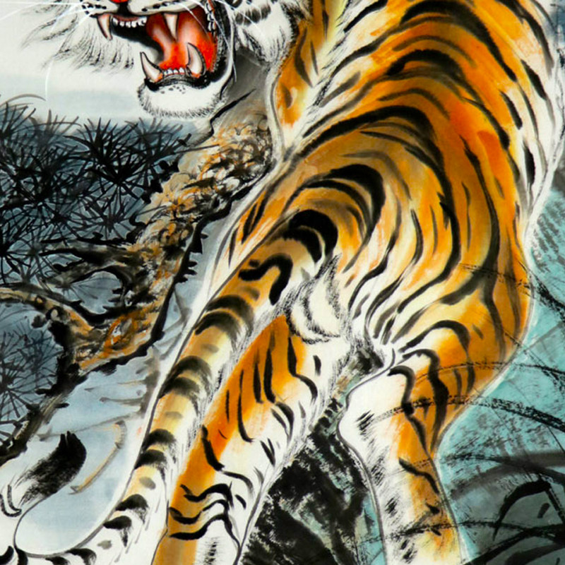 中美协会员 何志翔四尺走兽上山老虎