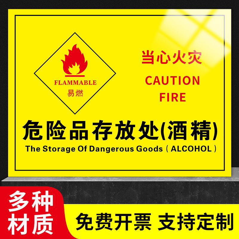 危险品存放处安全标识牌提示牌当心火灾警示牌工厂企业生产提示贴