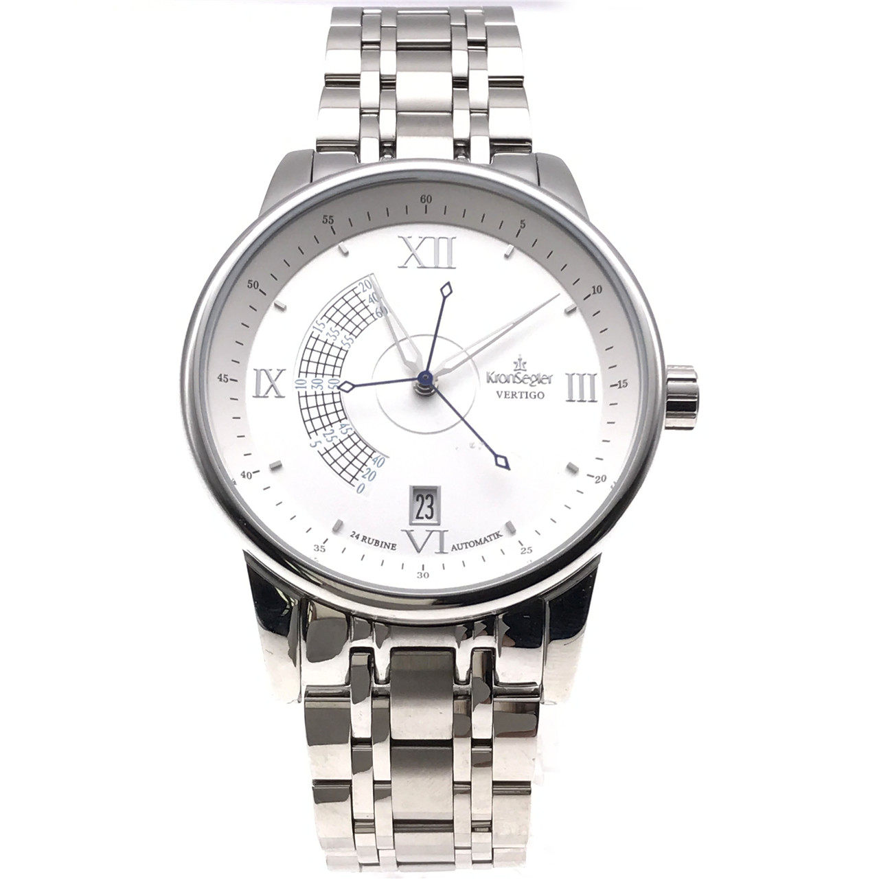 [9.9新]坤格vertigo系列精钢白面自动机械男表
