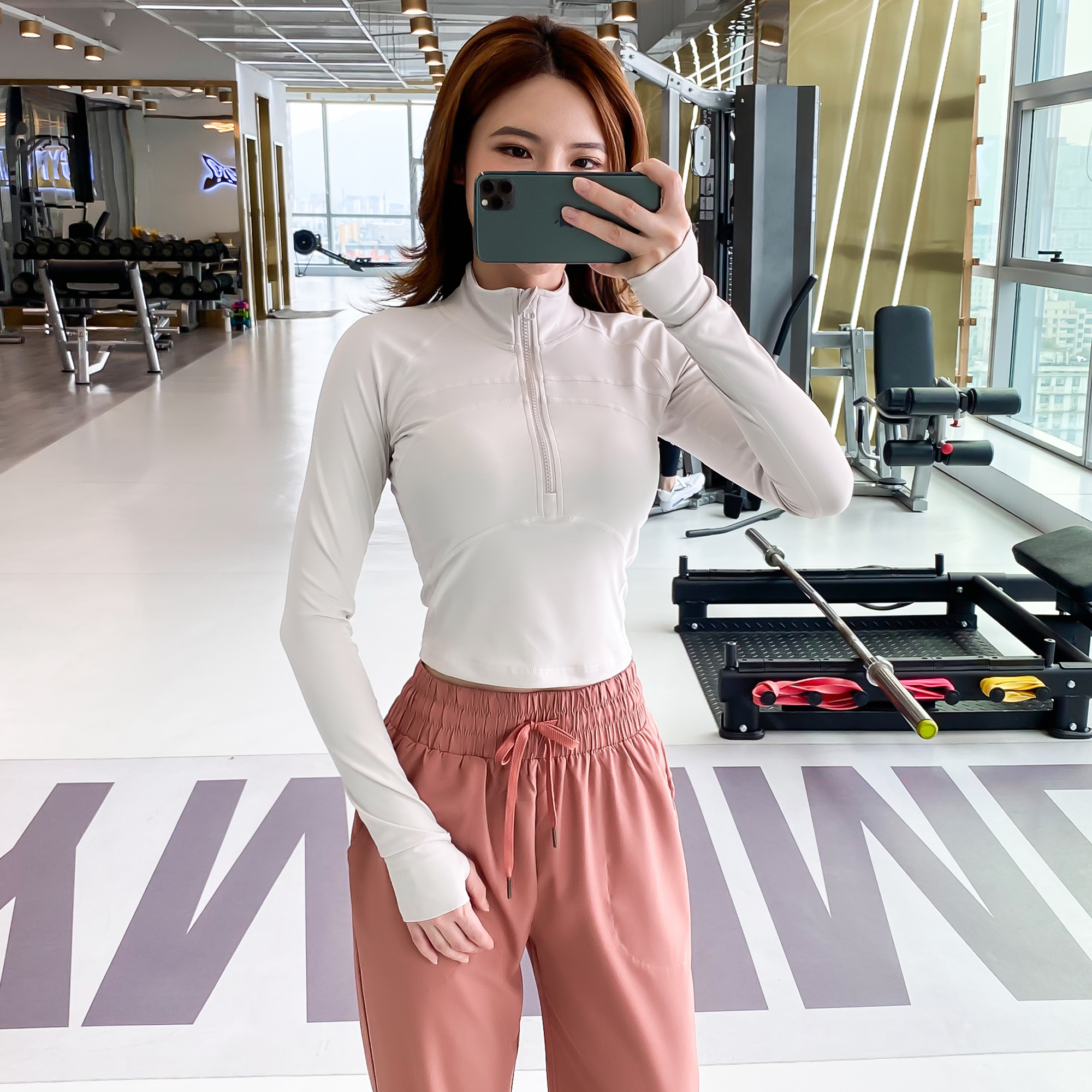 小款上衣短款修身露脐长袖女洋气减龄健身服女冬季网红健身房运动