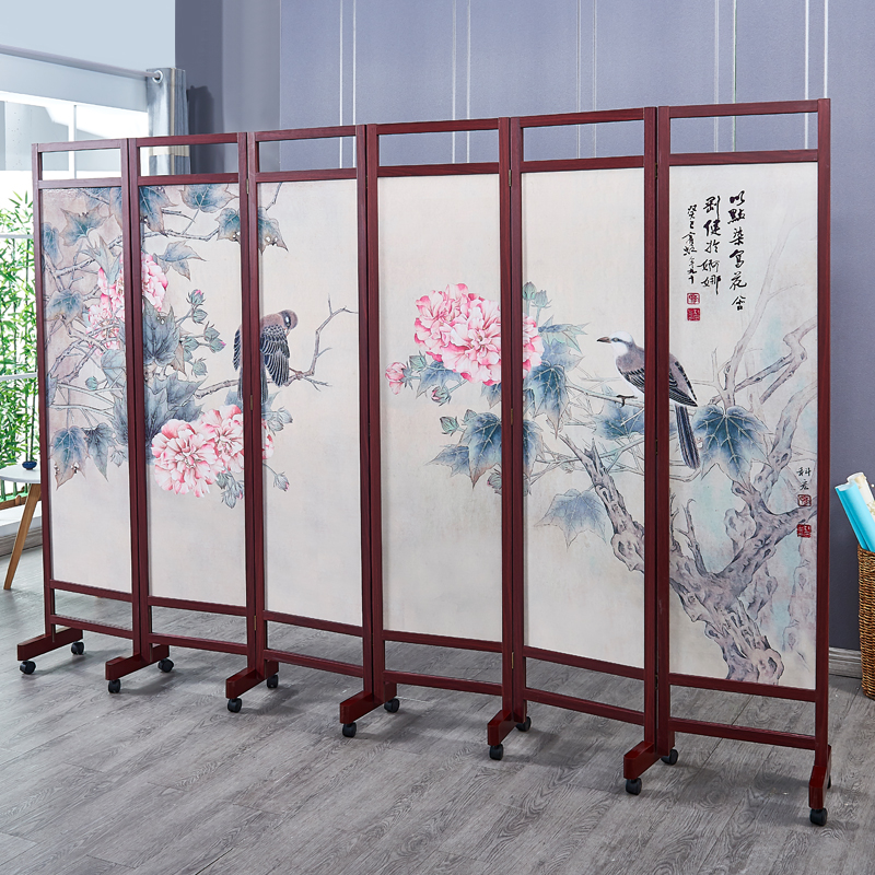 中式 实木屏风隔断墙办公室折叠移动酒店 家用卧室遮挡玄关进门软
