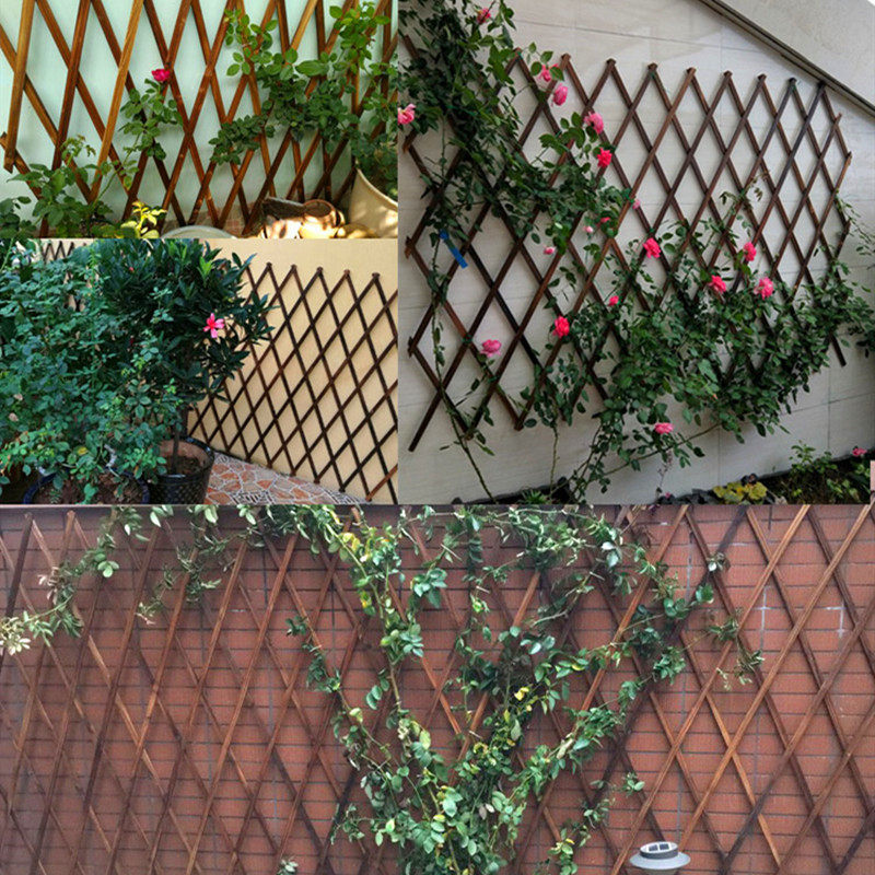 户外小栅栏阳台装饰伸缩篱笆防腐木花园藤蔓植物牵引花围栏爬藤架