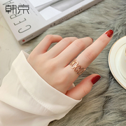 Hanjing simple geometric hollow ring female European and American hipster ring titanium steel ring net red fashion gold index finger ring