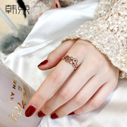 Hanjing fashion index finger ring female Japanese and Korean tide people titanium steel ring student anti-allergic ring net red color gold jewelry