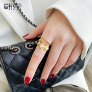 Han Jing smiley ring female ins tide does not fade simple temperament ring net red fashion personality titanium steel index finger ring