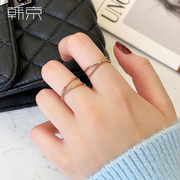 Hanjing double-ring twist ring female ins tide cold and cold wind stacked glossy titanium steel ring does not fade index finger ring