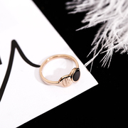 Hanjing, Japan and South Korea personality atmosphere fashion round ring female index finger ring hipster ring titanium steel rose gold plated jewelry