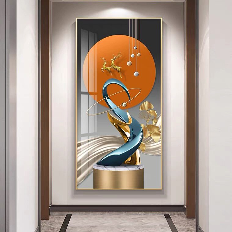 高档入户玄关装饰画走廊过道壁画竖版