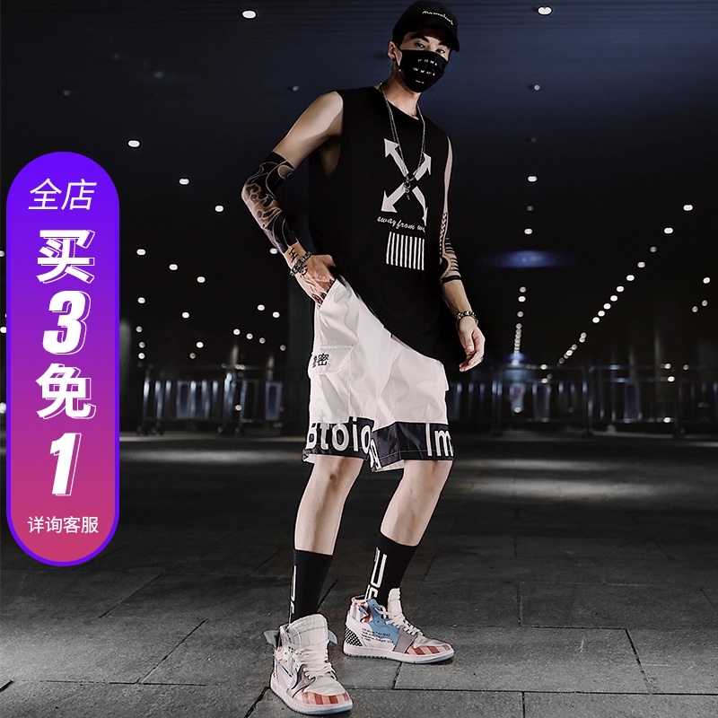 嘻哈套装男士夏季韩版潮流ins休闲背心短裤子两件套潮牌男装衣服在类目 男装, 套装, 时尚套装中 - 来自Buy2taobao.com提供专业的淘宝代购服务